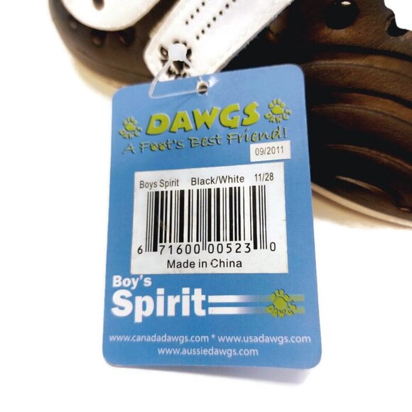 Dawgs Spirit Youth Boys Size 11 Black White Water Light All Terrain Slip On Shoe - Picture 6 of 10